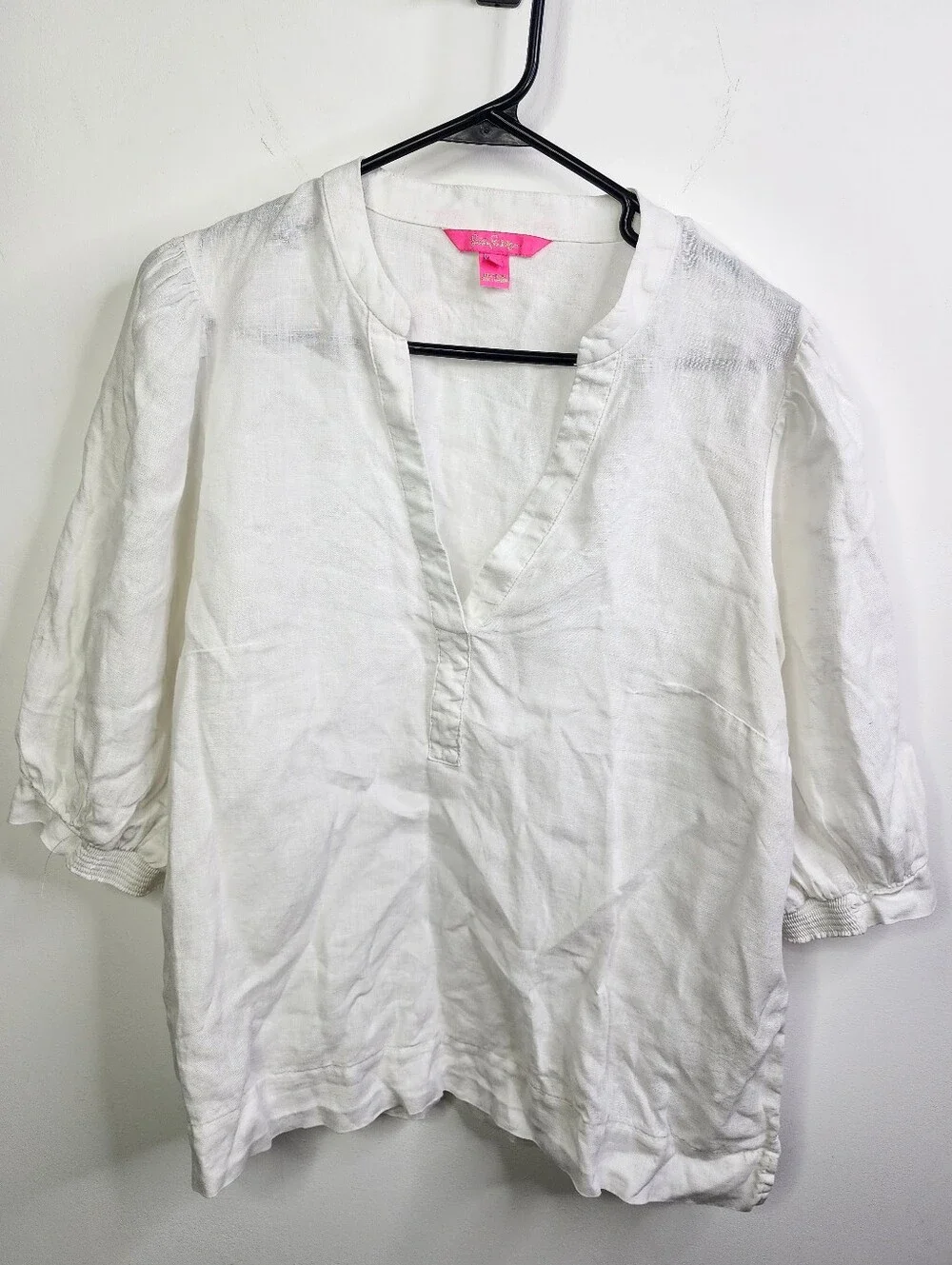Mialeigh Linen Top, Slight Puff Sleeve, 100% Linen, Size 14 (XL)